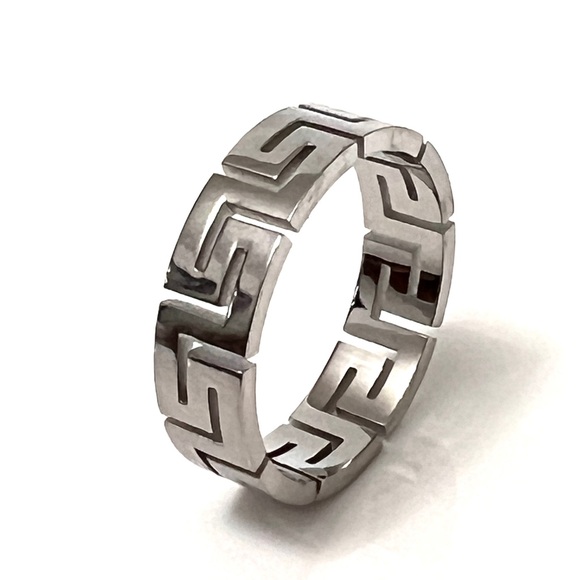 Statement Gold and Silver Geometric Pattern Rings - Picture 5 of 16